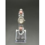 Watch bracelet set with silver and semi precious stone beads