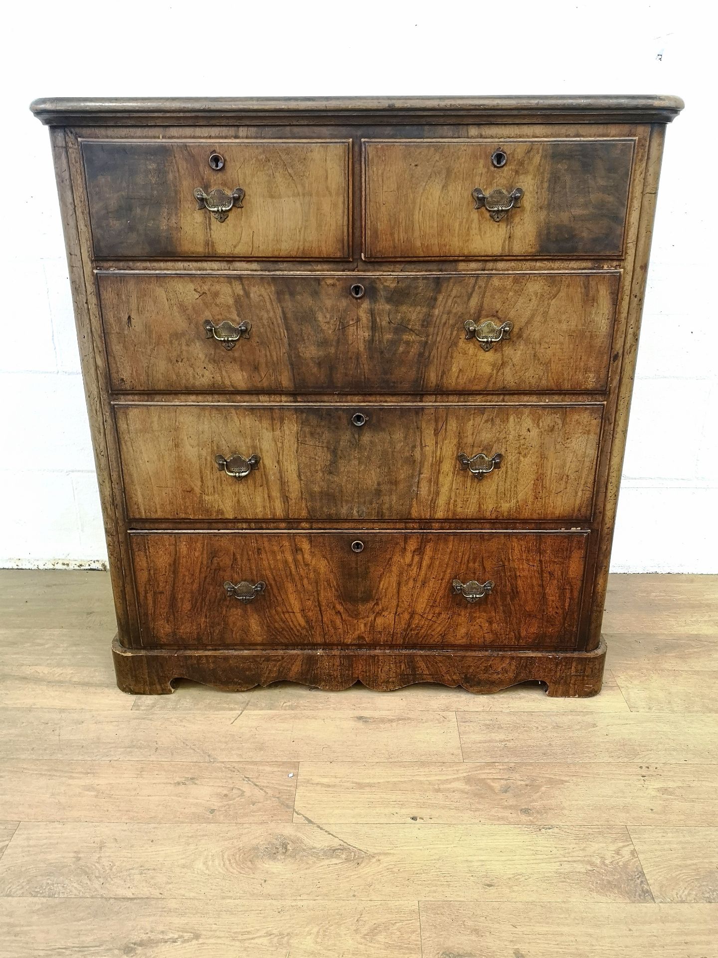 Mahogany chest of two over three drawers