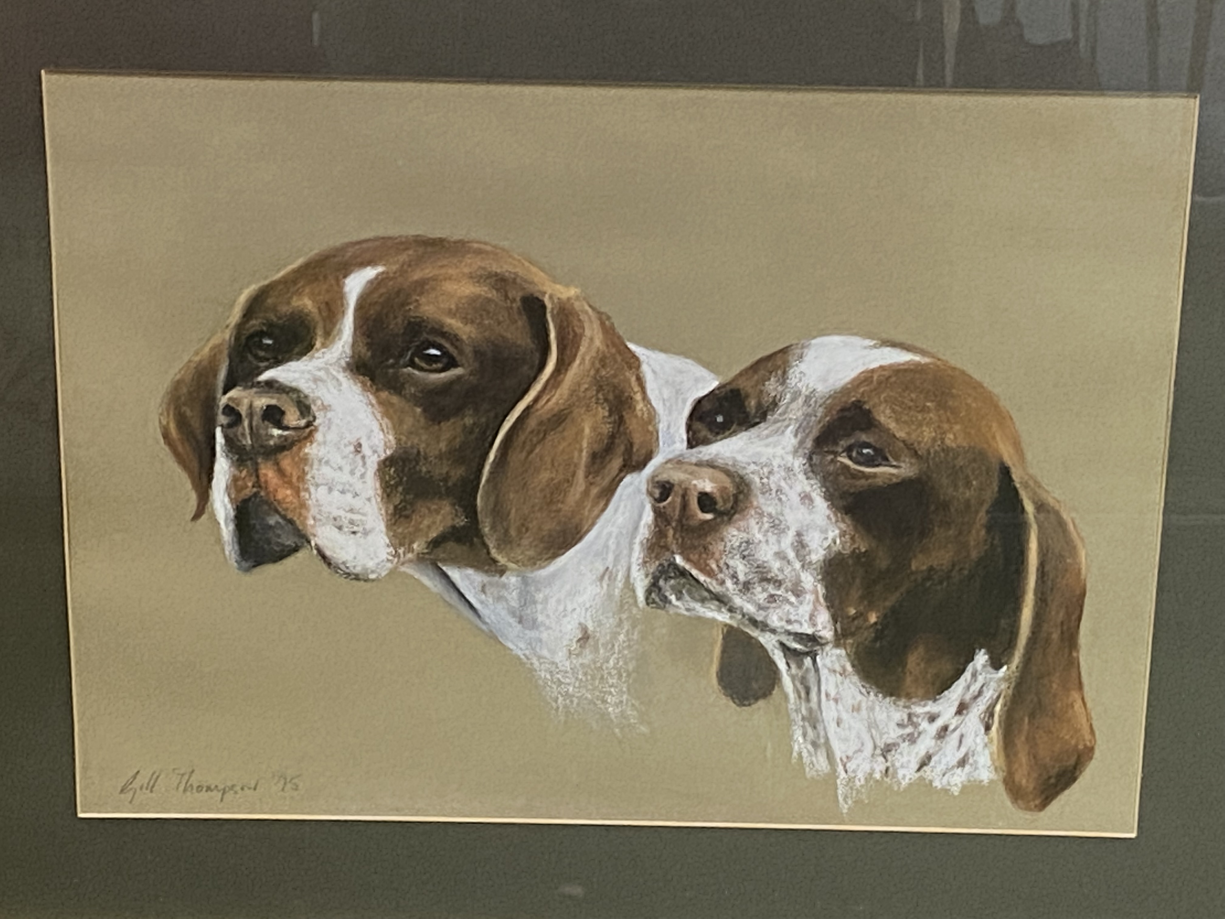 Two framed and glazed pastels of dogs - Image 5 of 5