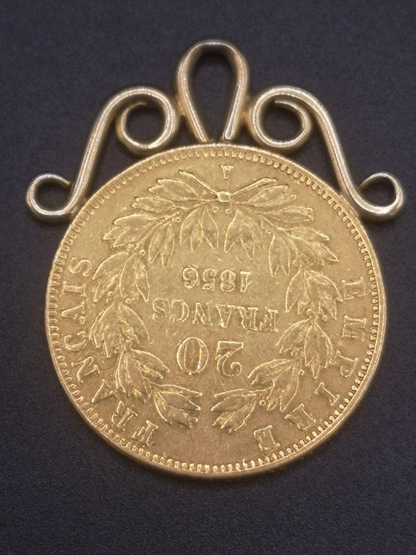 Mounted 20 franc gold coin 1856 - Image 3 of 5