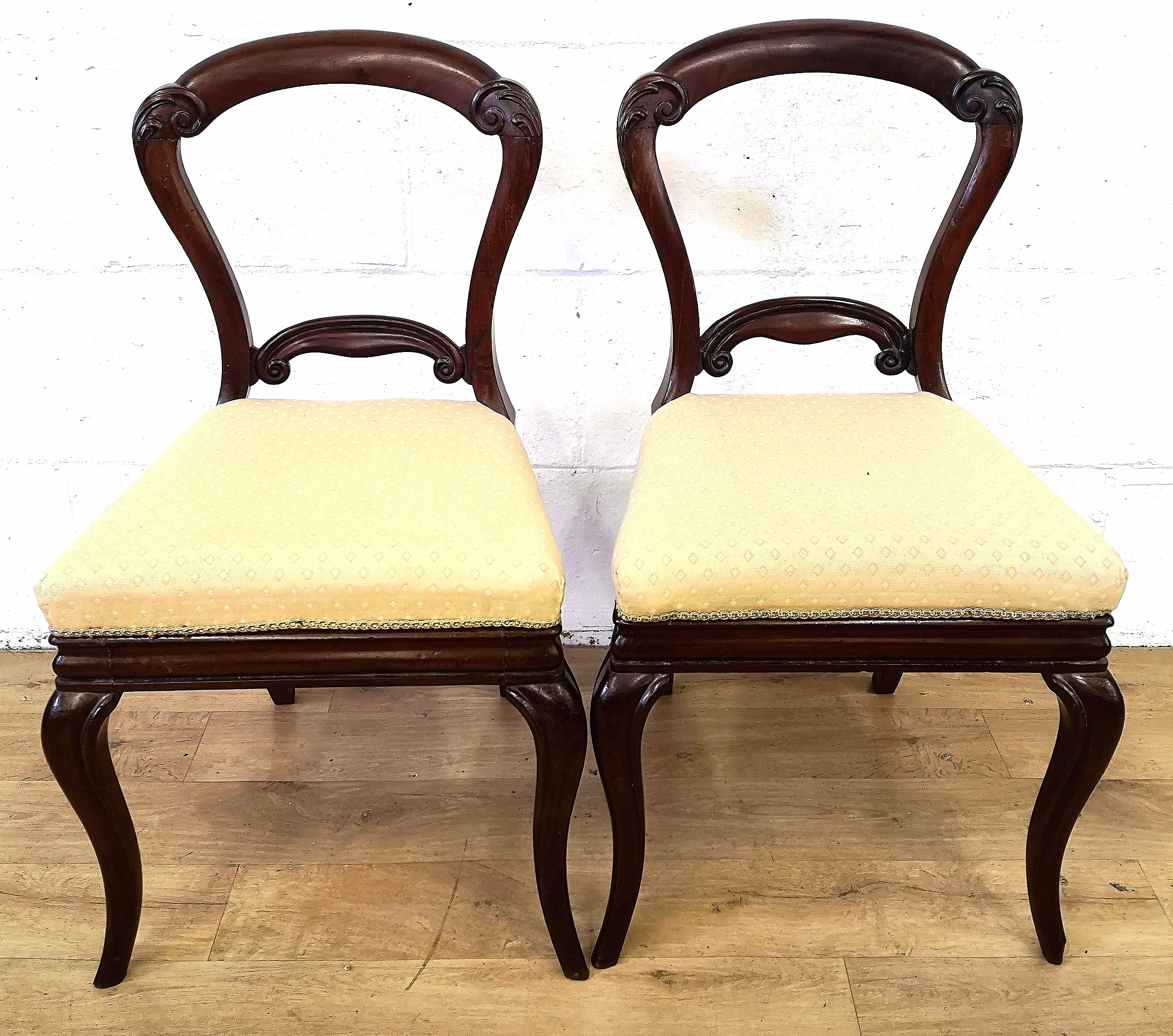 Pair of Victorian mahogany balloon back dining chairs