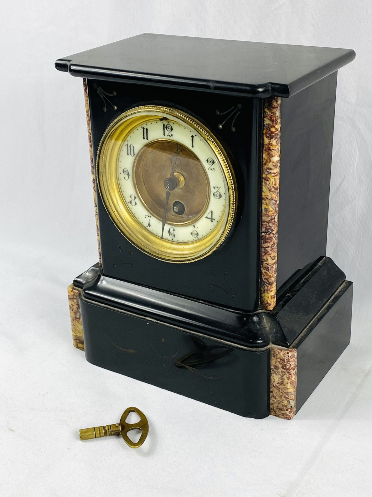 Slate and marble mantel clock - Image 2 of 3