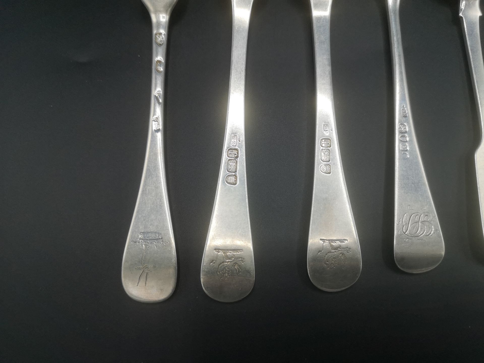 Three Georgian silver forks, together with seven other silver forks - Image 6 of 9