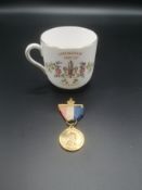Edward VIII Tuscan china mug with an Edward VIII medal