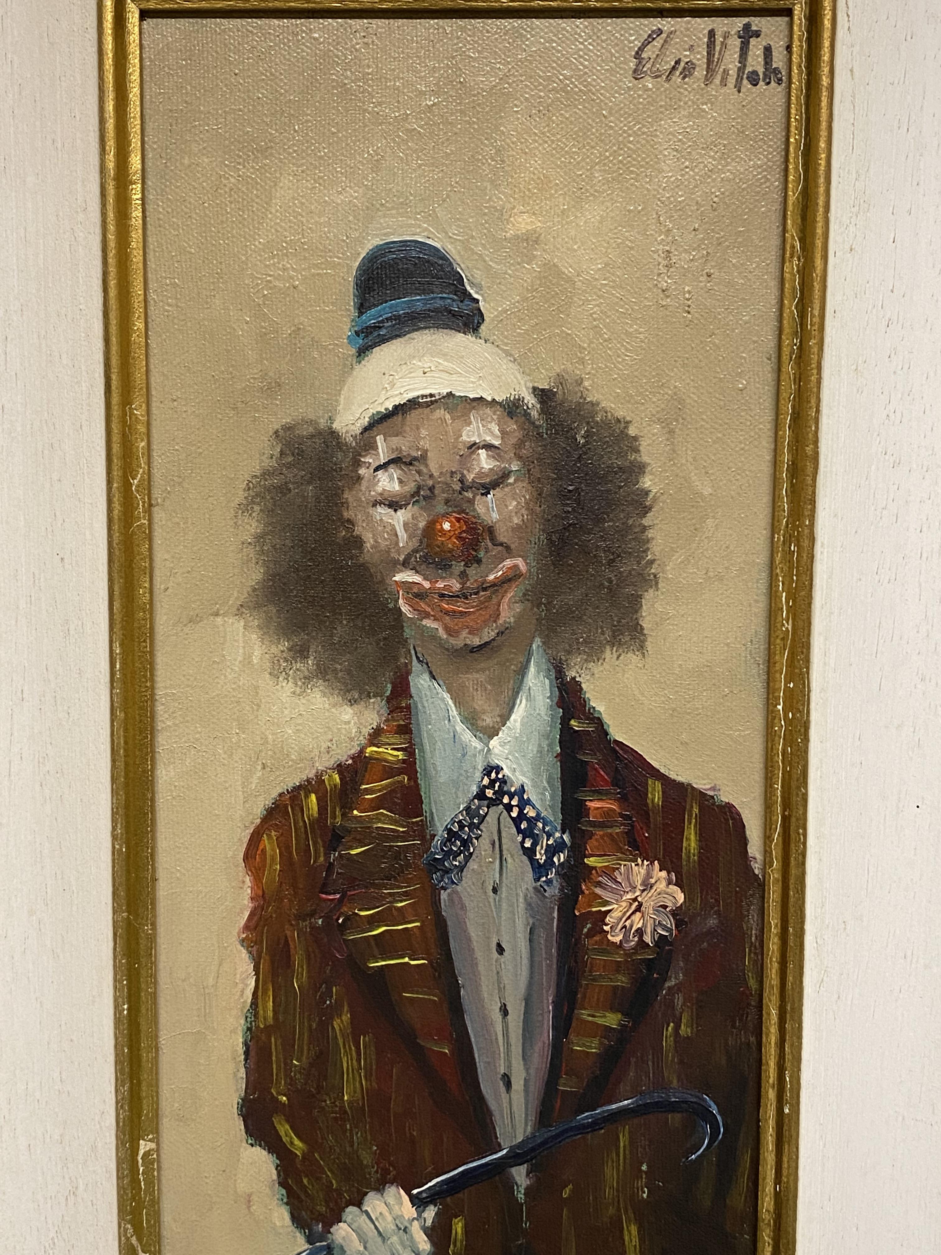 Elio Vitali, oil on canvas of a clown - Image 2 of 6