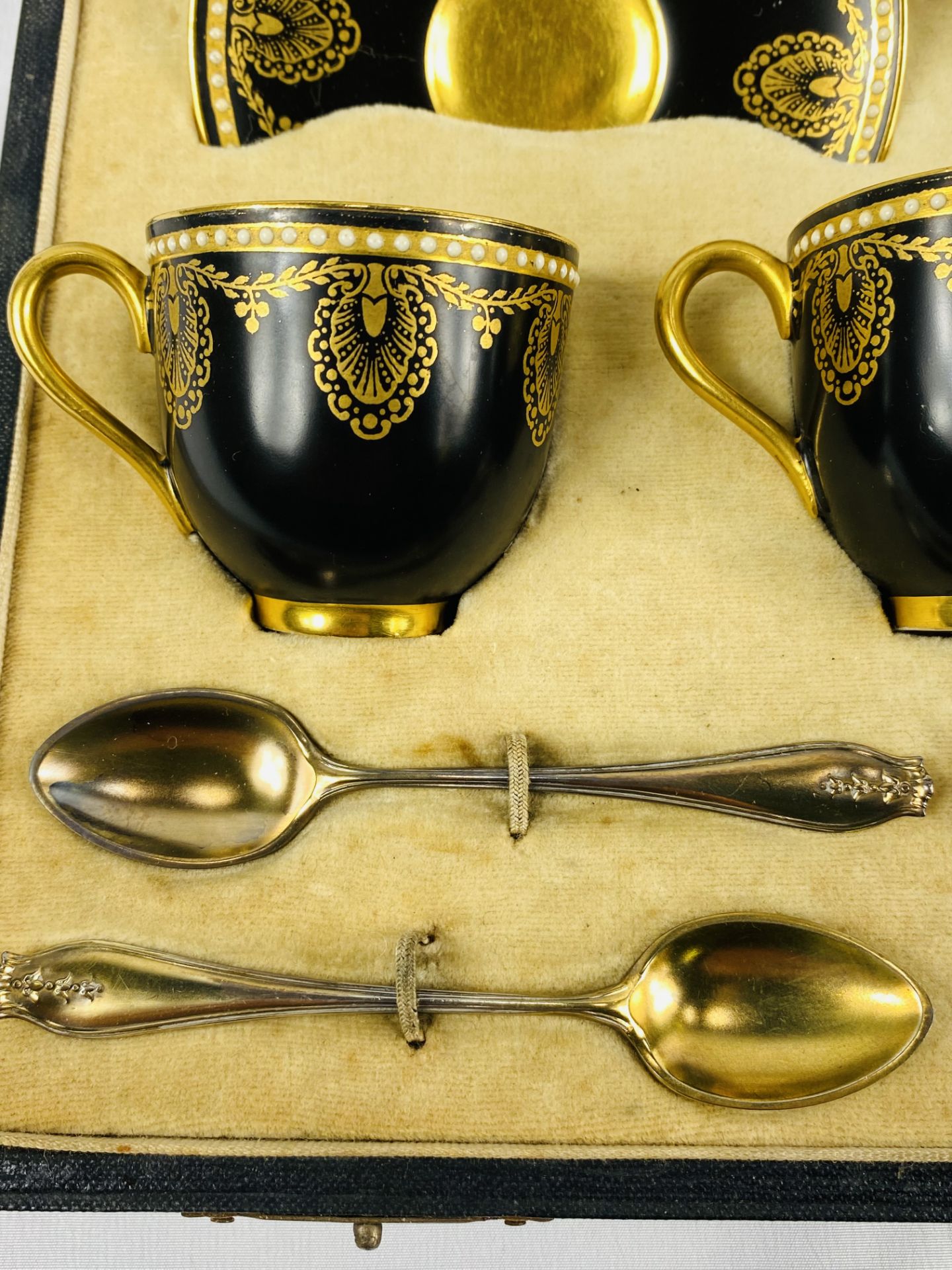 Boxed Royal Worcester coffee set with silver teaspoons, 1919 - Image 3 of 8