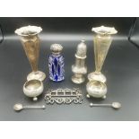 A pair of silver vases and other items of silver