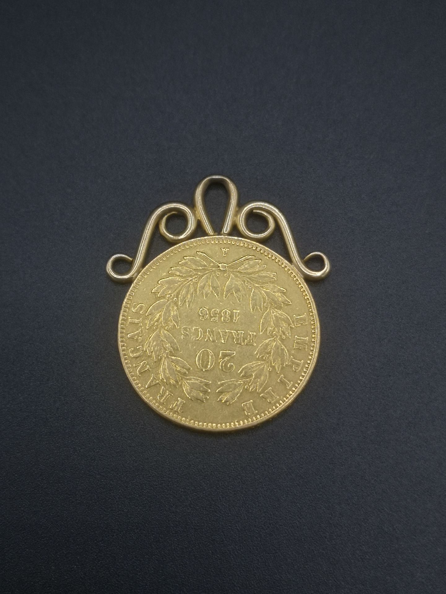 Mounted 20 franc gold coin 1856 - Image 2 of 5