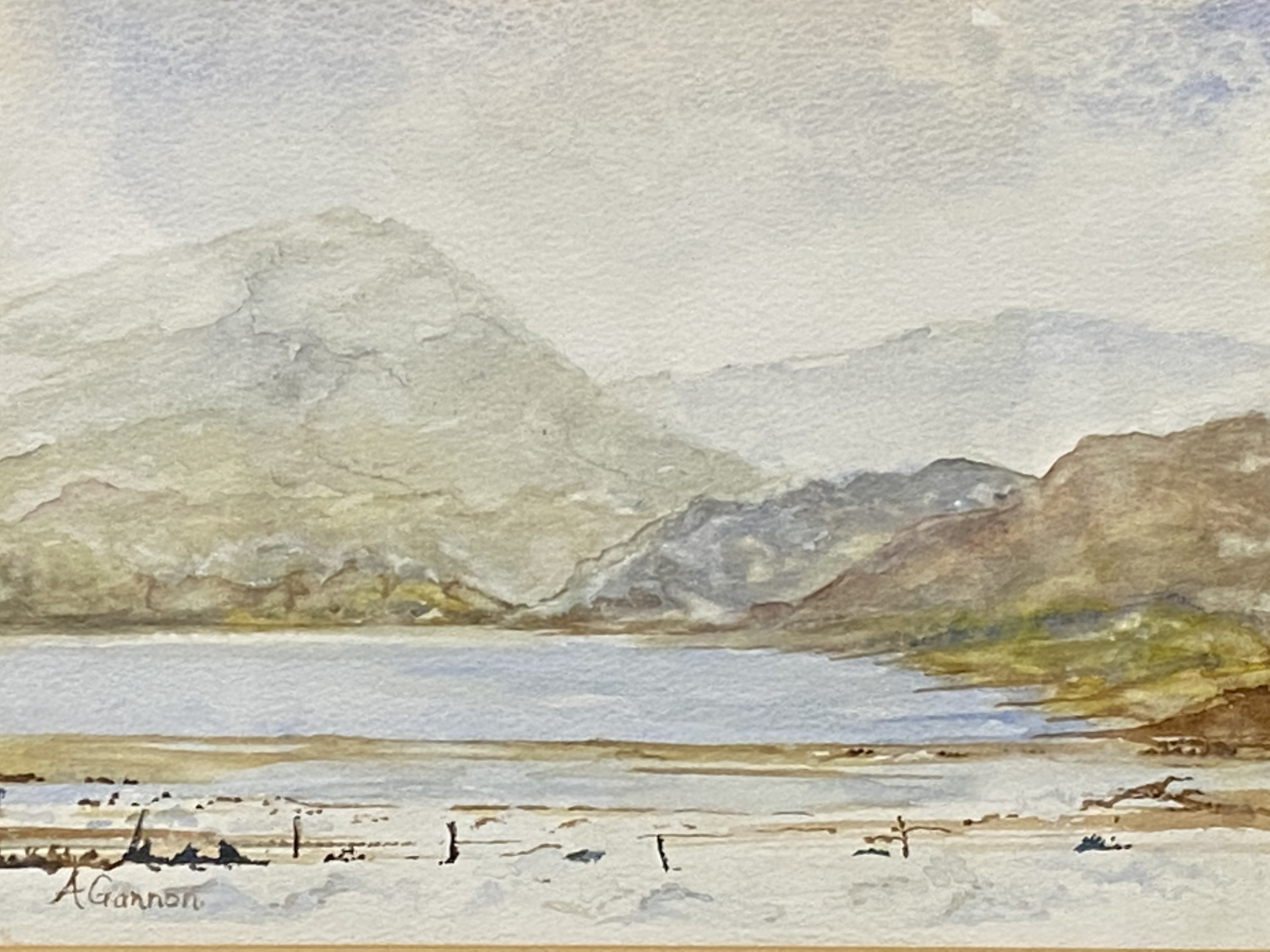 Framed and glazed watercolour, 'Llyn Ogwen in Winter'