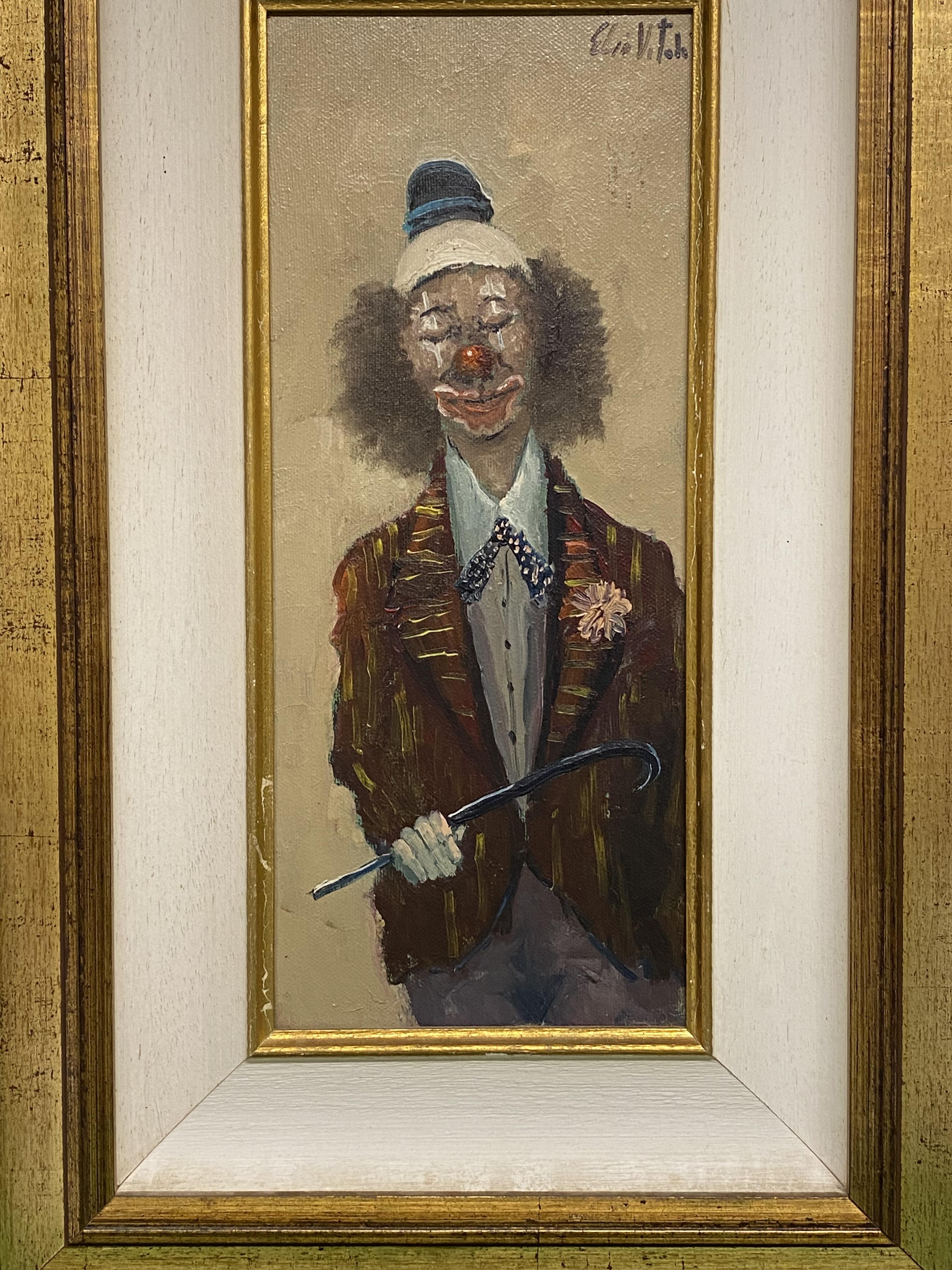 Elio Vitali, oil on canvas of a clown - Image 6 of 6