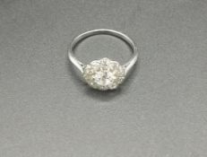 White metal and diamond cluster ring