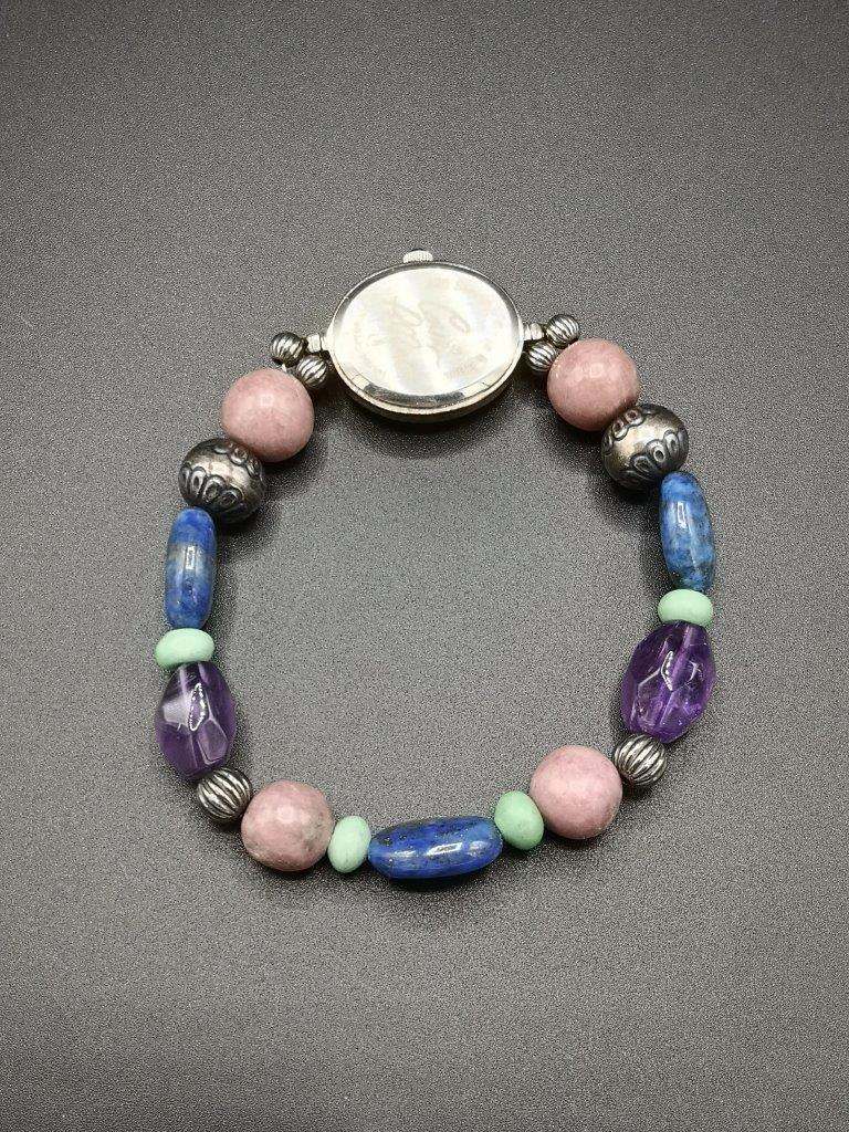 Watch bracelet set with silver and semi precious stone beads - Image 6 of 6
