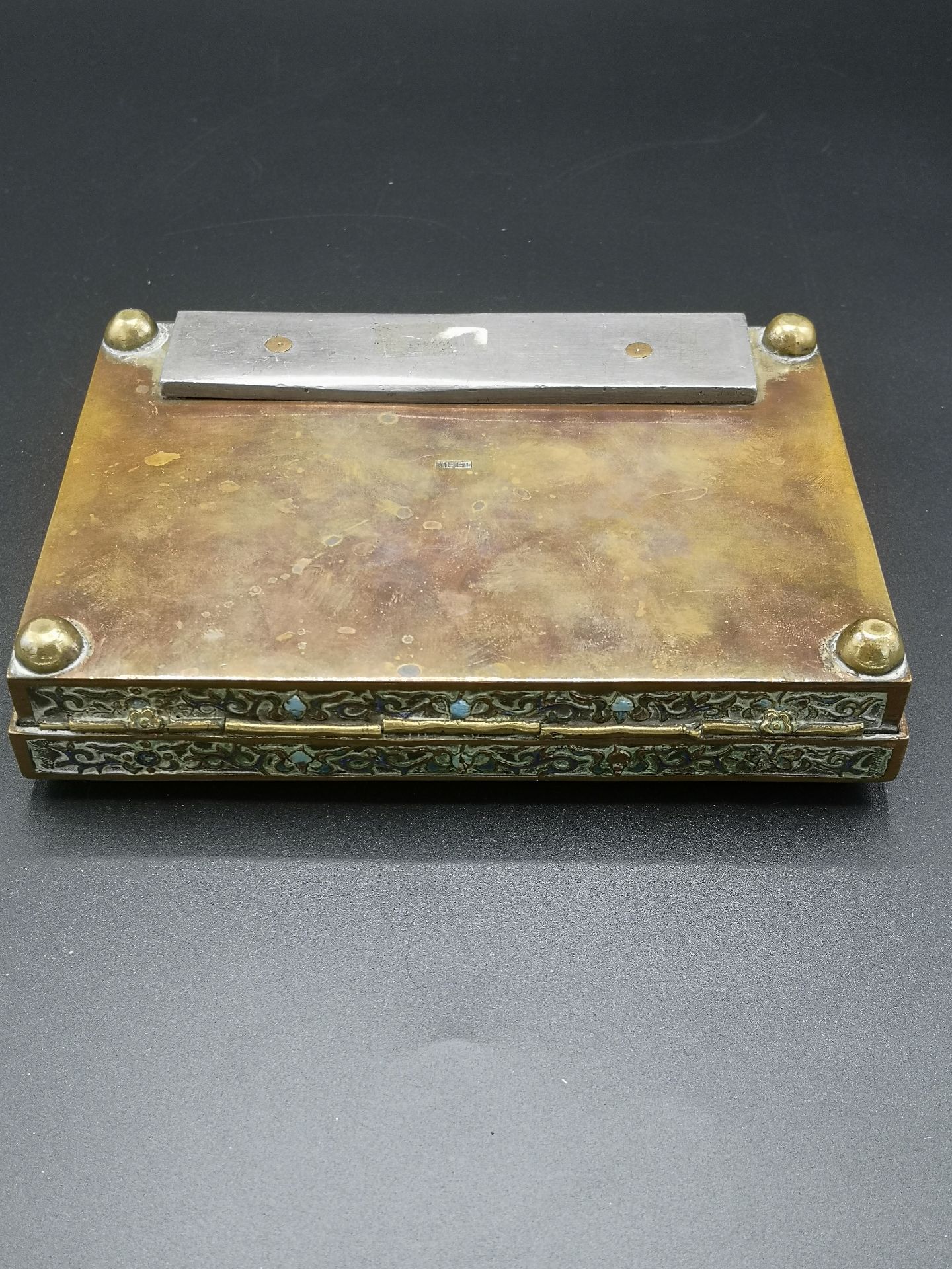 Brass and enamel box - Image 6 of 7
