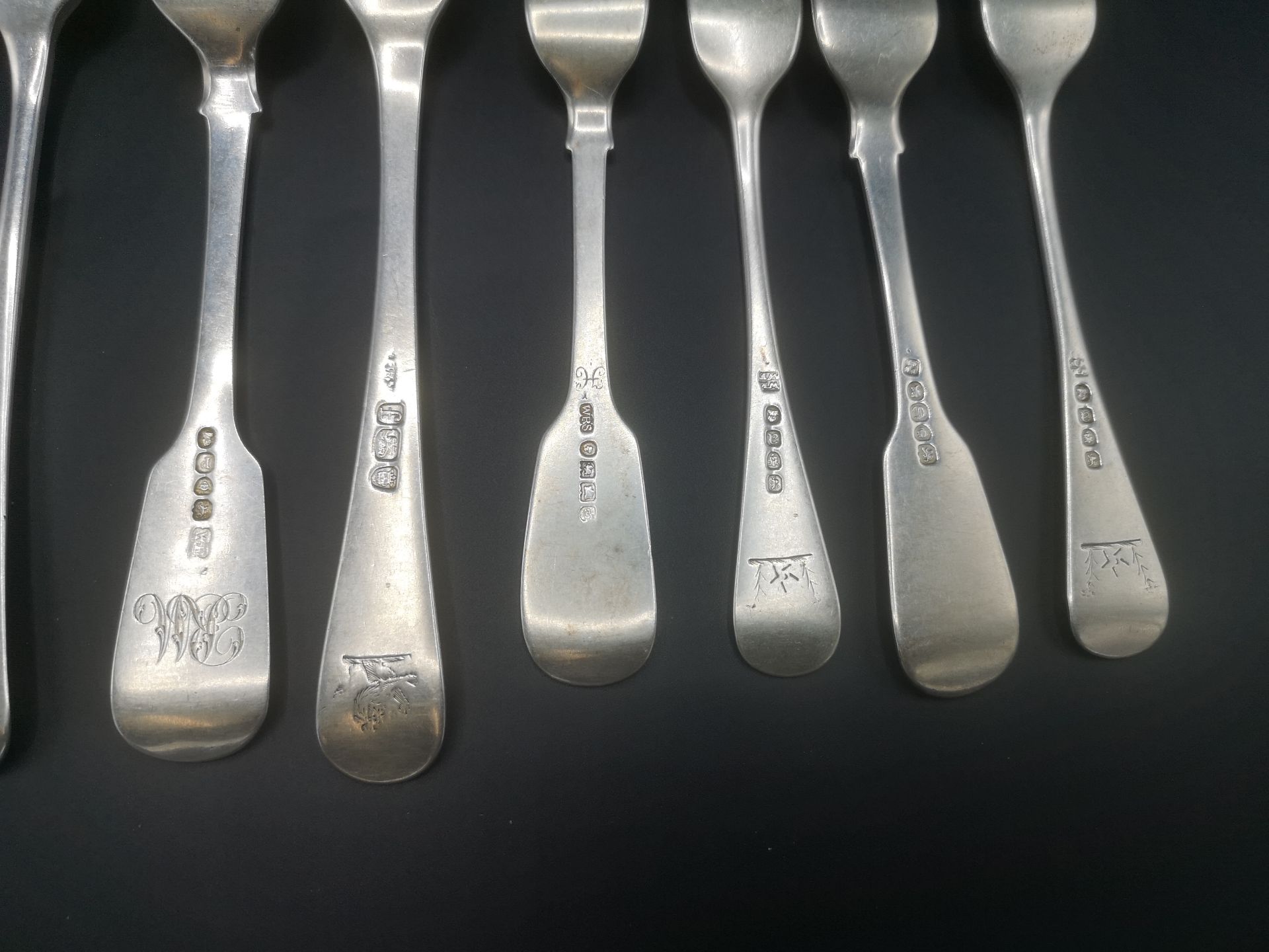 Three Georgian silver forks, together with seven other silver forks - Image 7 of 9