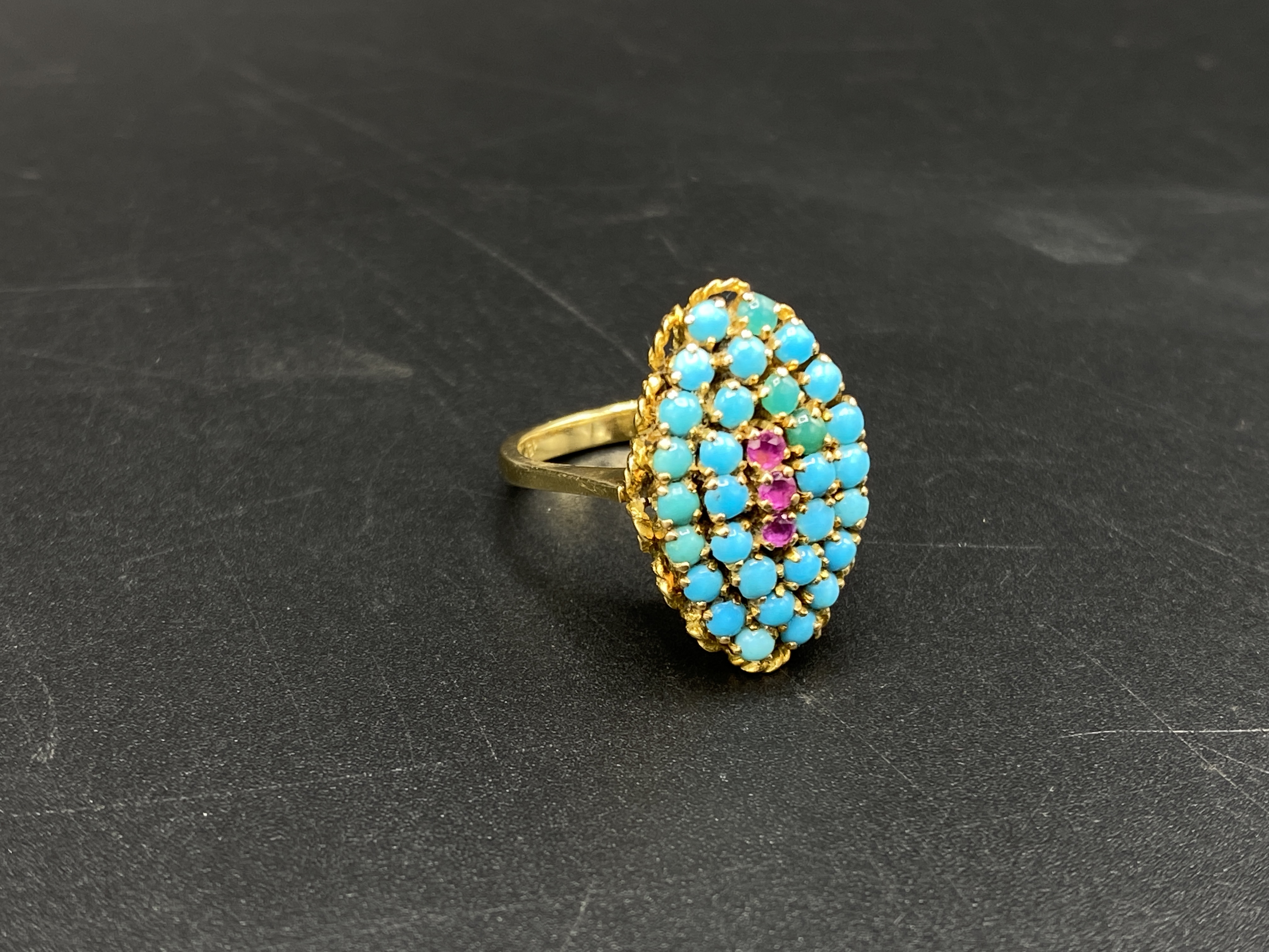 18ct gold, turquoise and ruby ring - Image 4 of 4