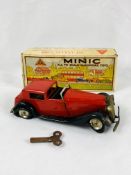 Triang Minic clockwork car with key, in original box