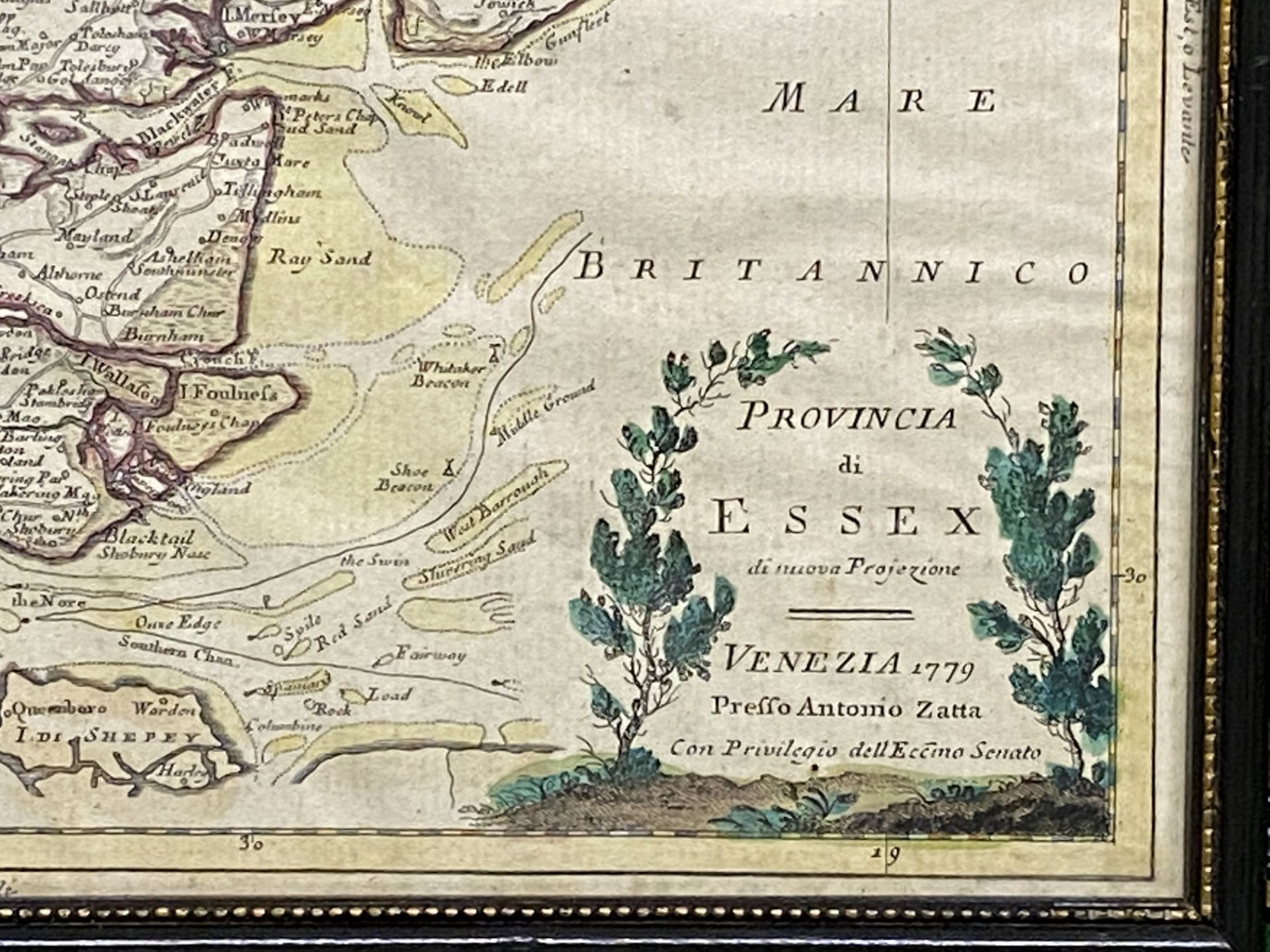 Italian map of Essex, dated 1779 - Image 2 of 4