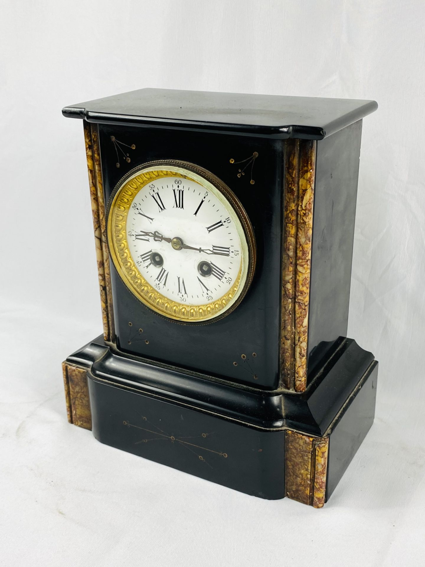 Slate and marble mantel clock - Image 2 of 4