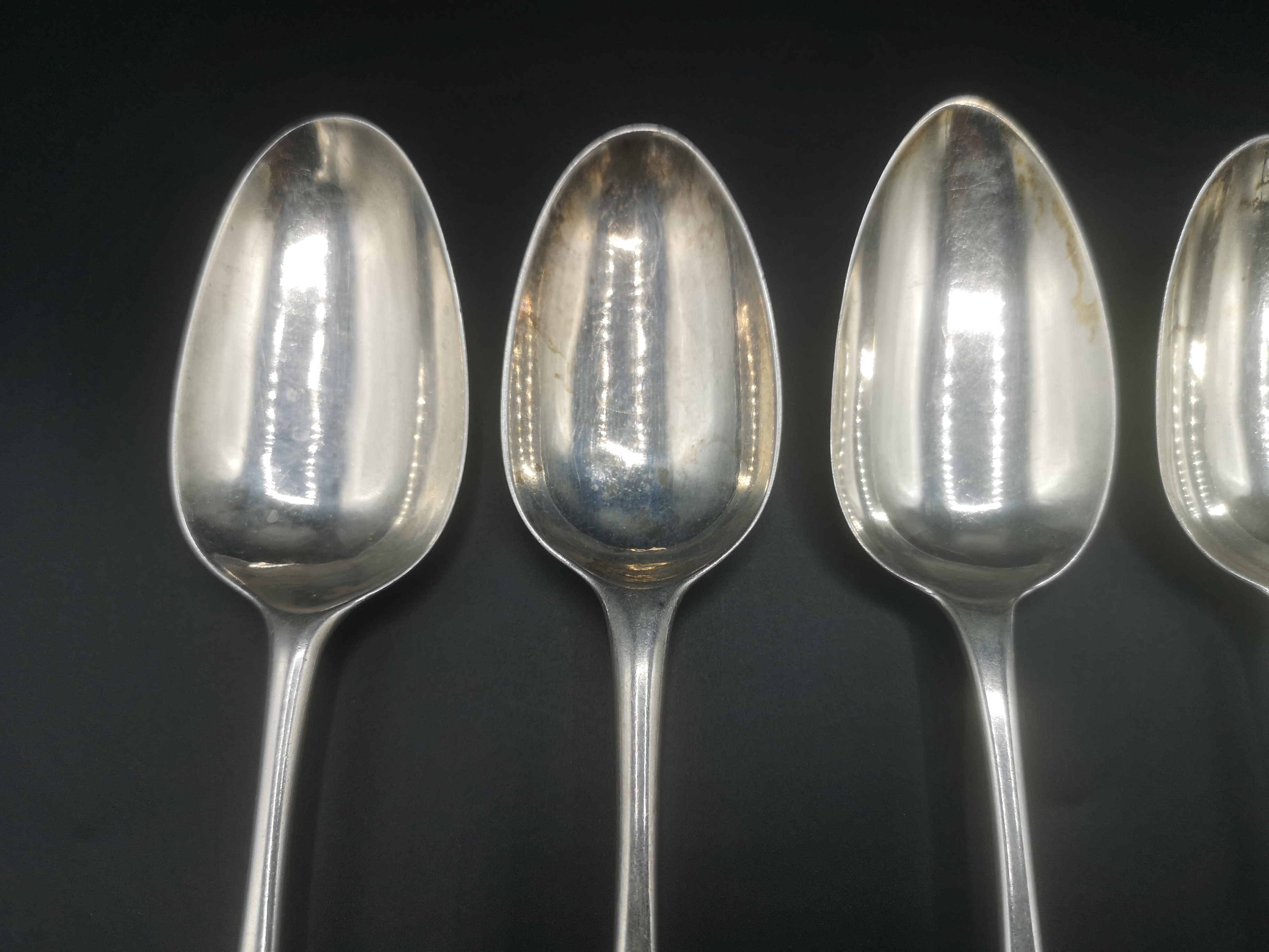 Two Georgian silver spoons with five other silver spoons - Image 3 of 8