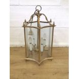 Hexagonal brass hall lantern