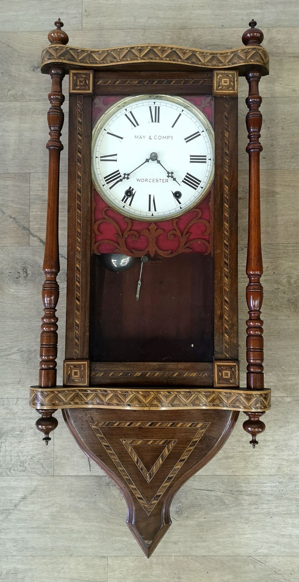 May & Co mahogany wall clock