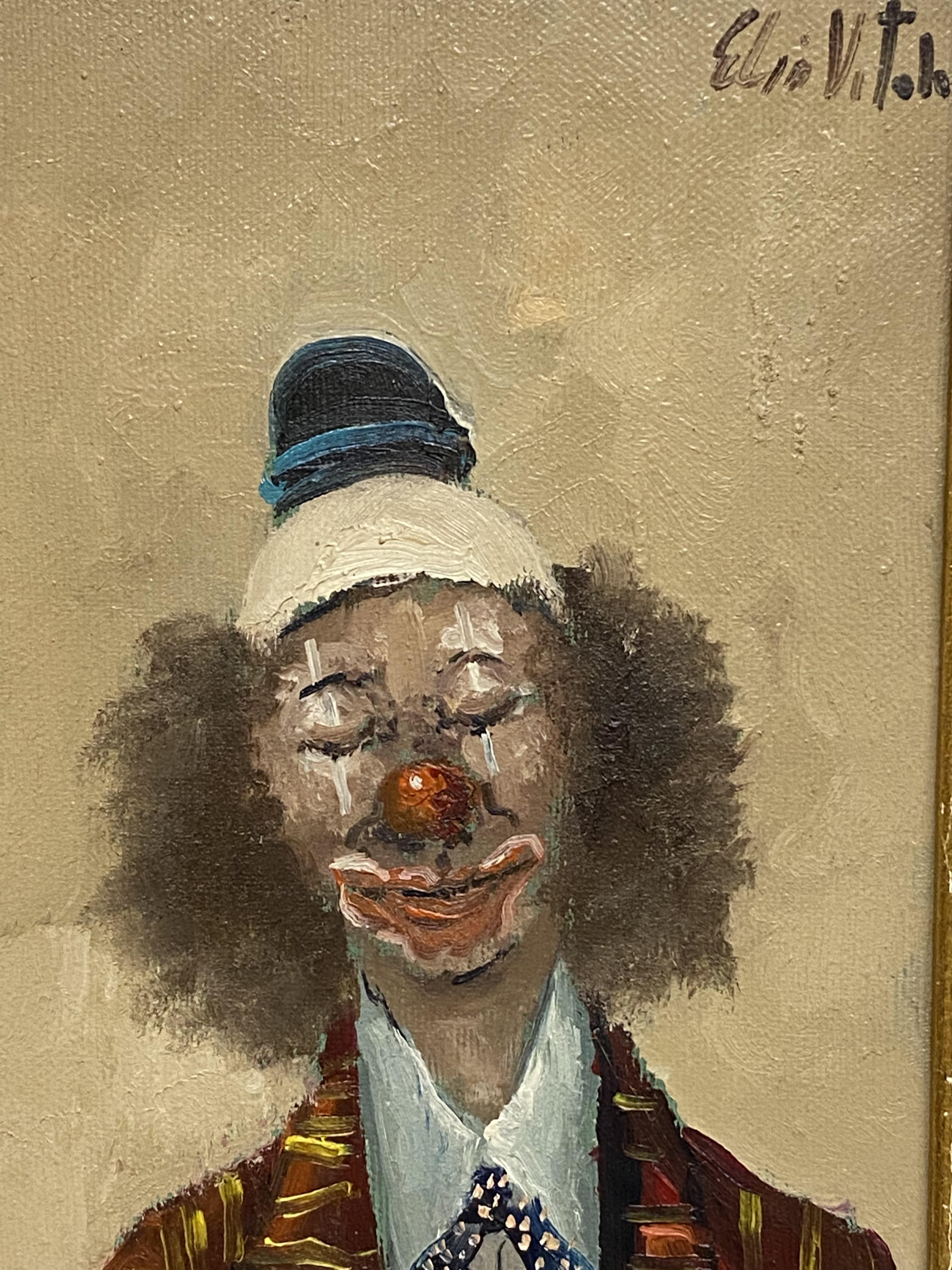 Elio Vitali, oil on canvas of a clown - Image 3 of 6