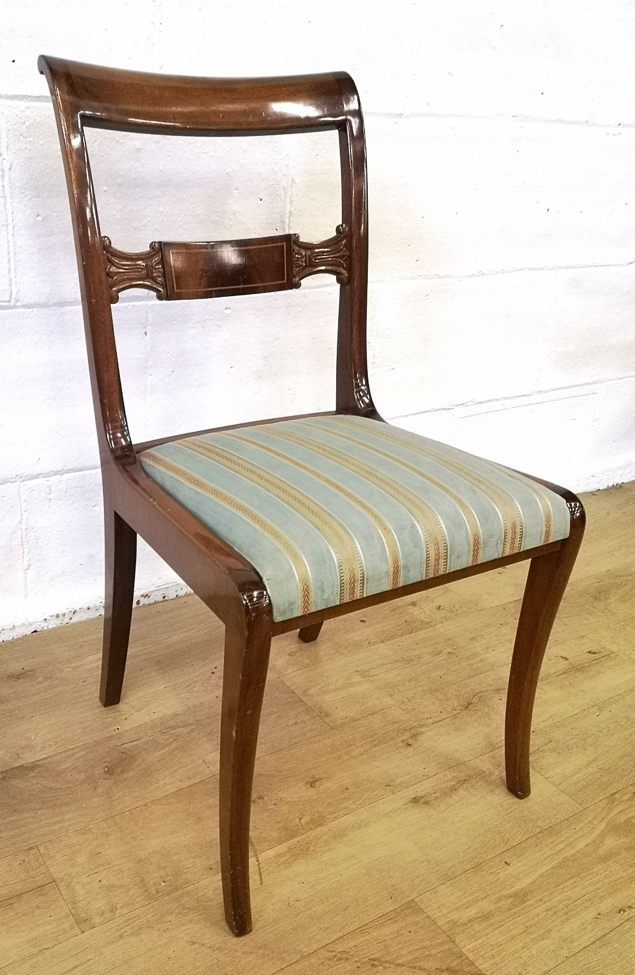 Two mahogany Biedermeier style dining chairs with matching carvers - Image 2 of 5