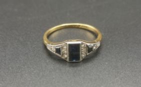 18ct gold, platinum, sapphire and diamond ring