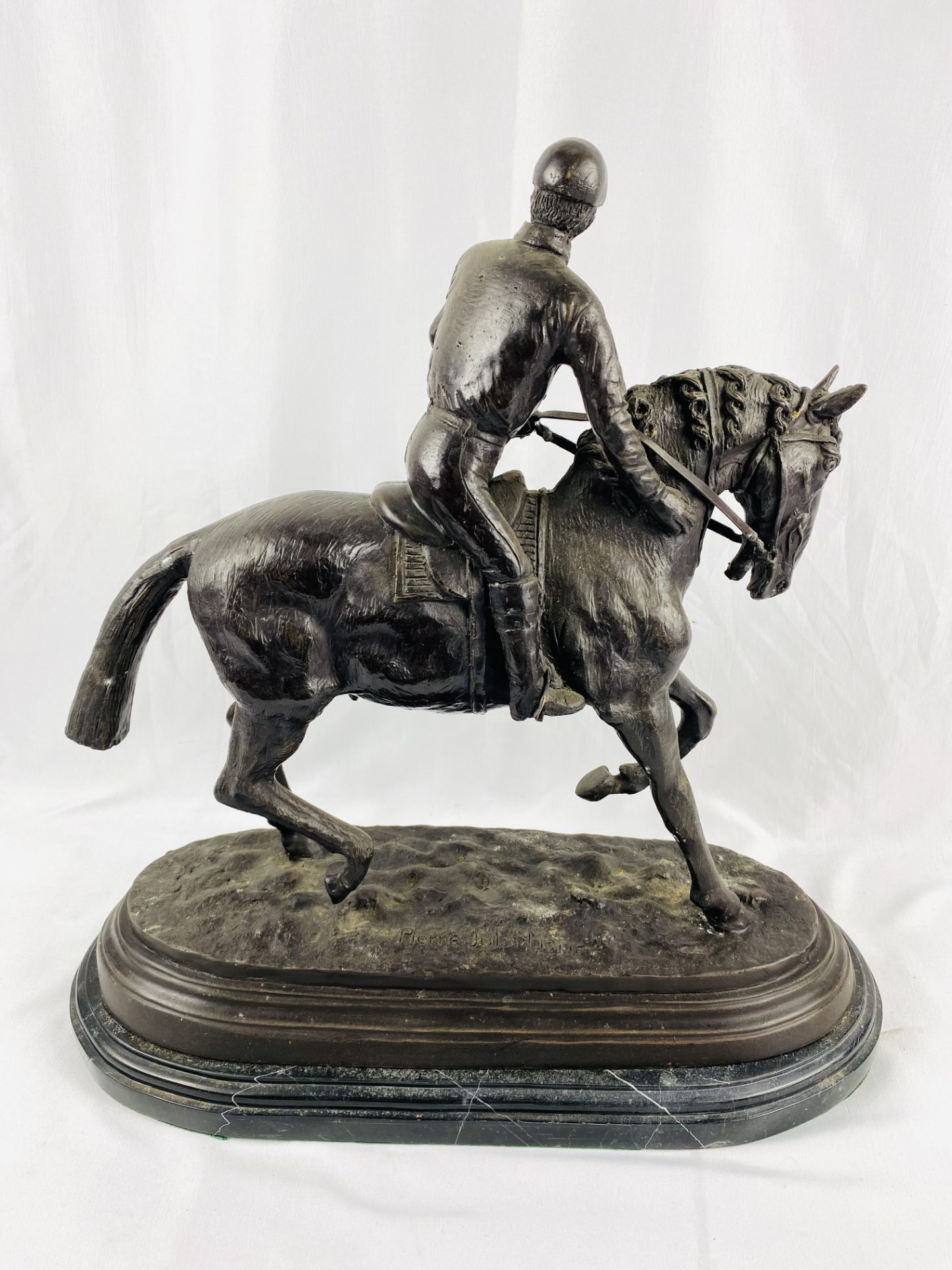 Spelter figure of a horse and rider - Image 5 of 5