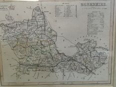 19th century hand coloured map of Berkshire]