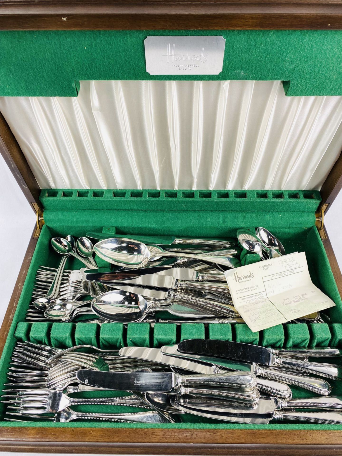 Eight place Harrods canteen of silver plated cutlery
