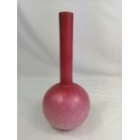 Layered cranberry over opalescent glass vase