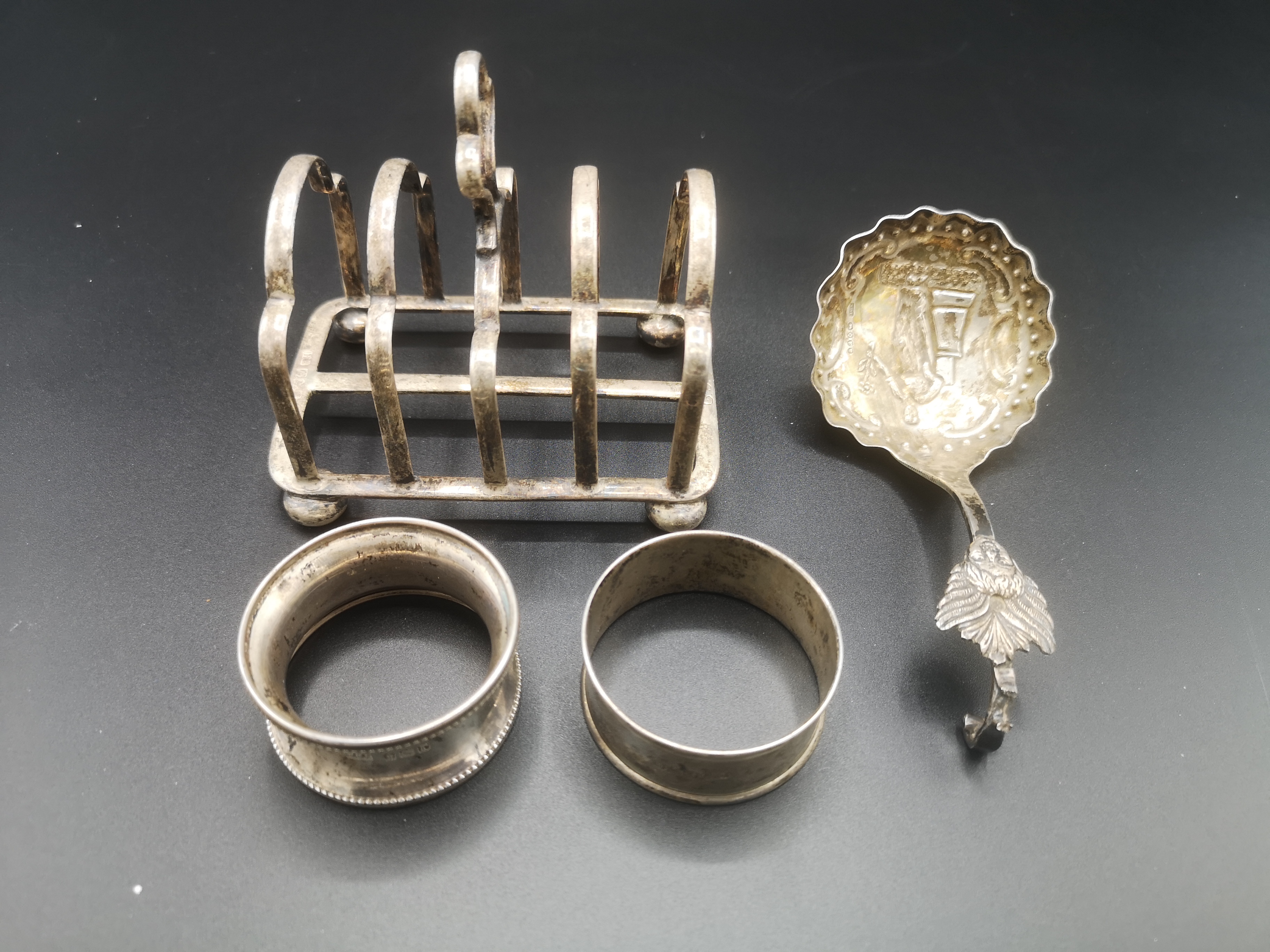 Silver toast rack and other silver