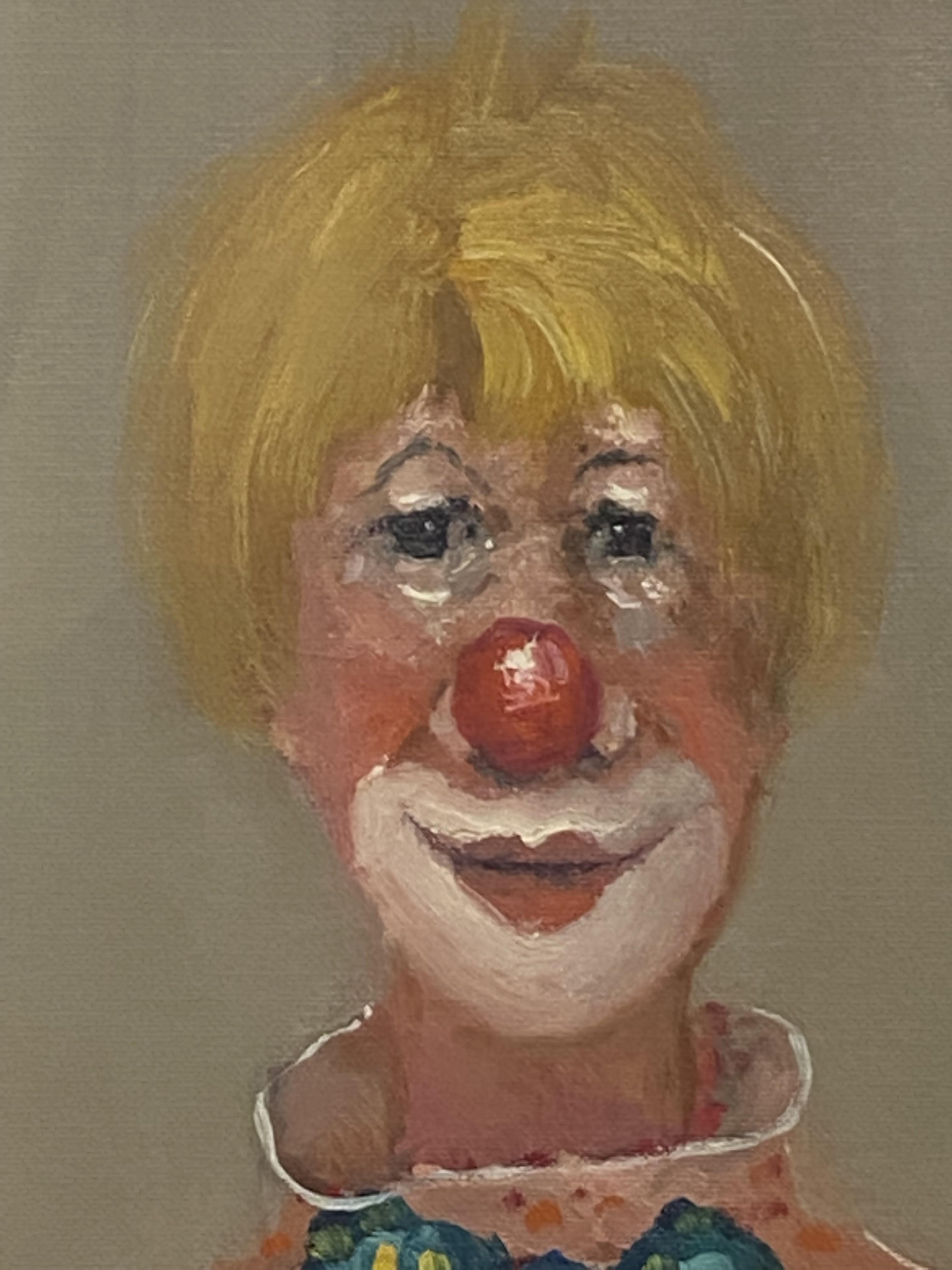 Elio Vitali, framed and glazed oil on board of a clown - Image 3 of 4