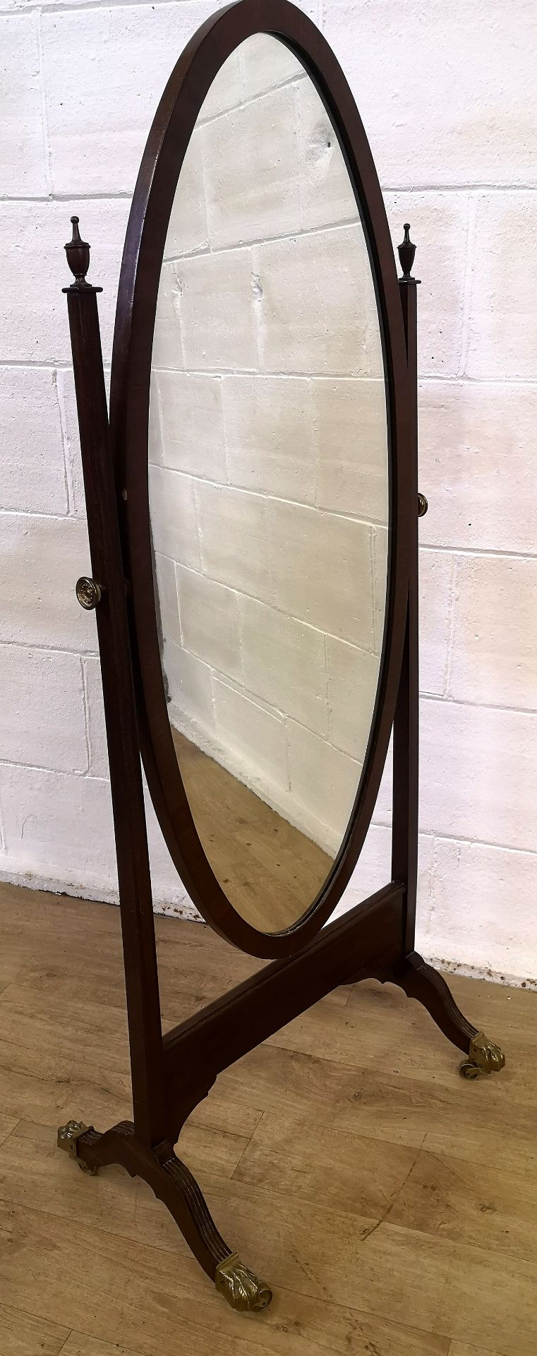 Mahogany cheval mirror - Image 2 of 6