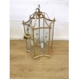 Hexagonal brass hall lantern