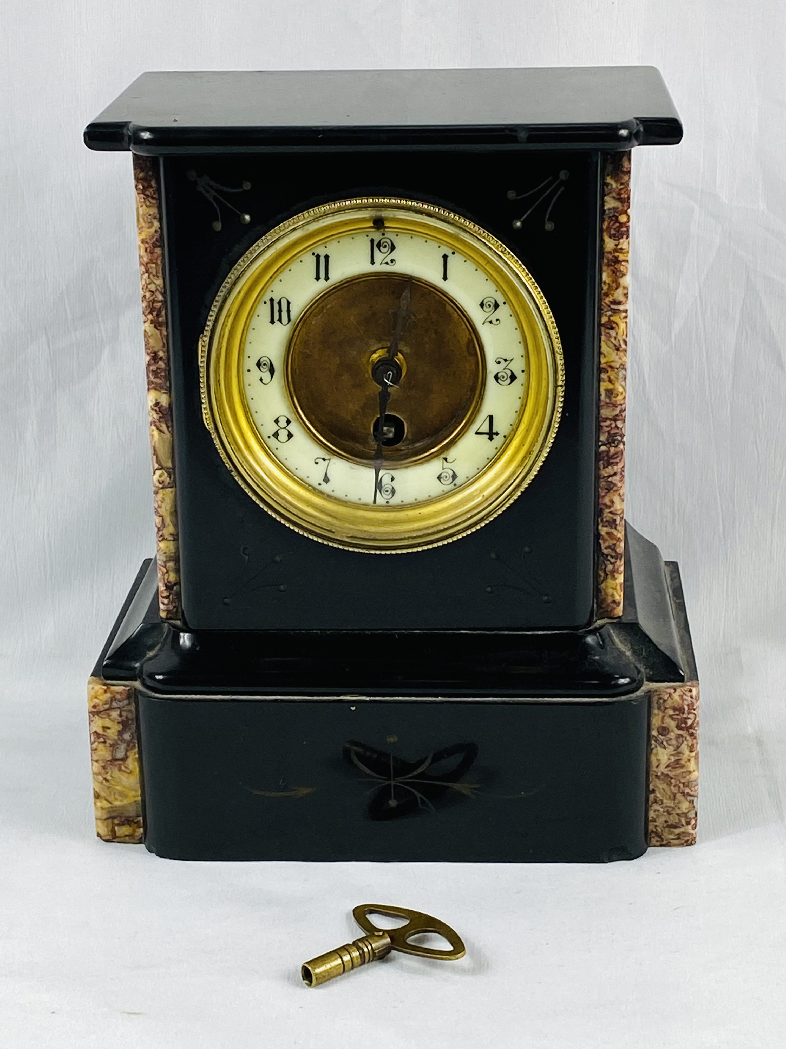 Slate and marble mantel clock