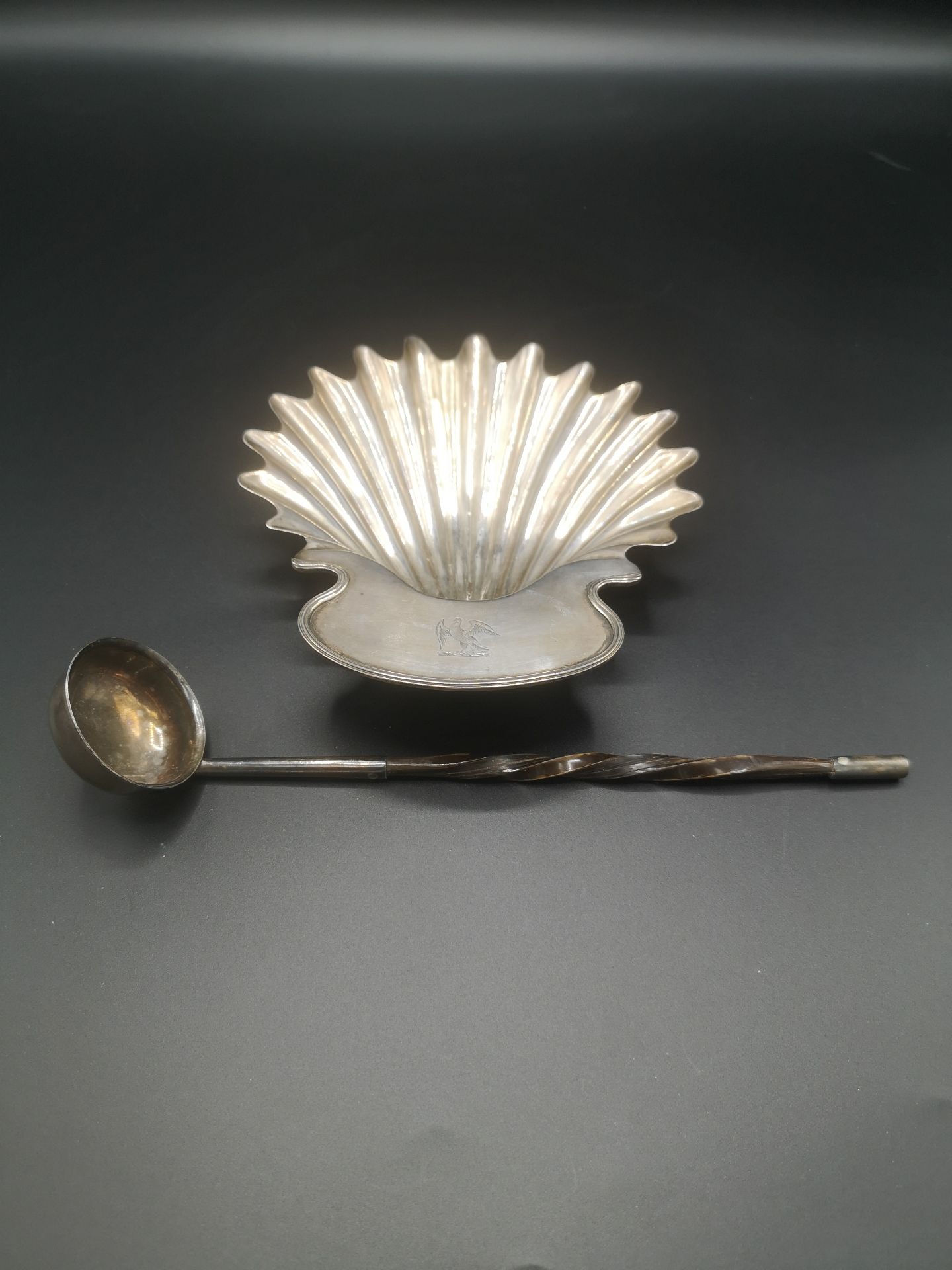 Georgian silver dish, 1871; together with a toddy ladle