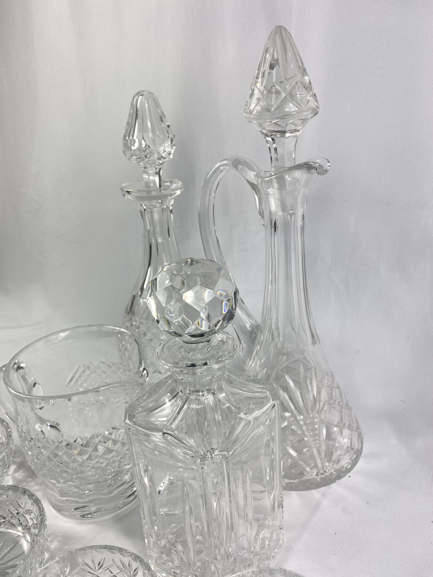 Three crystal glass decanters and other glassware - Image 3 of 4