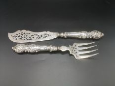 Pair of Victorian silver fish servers