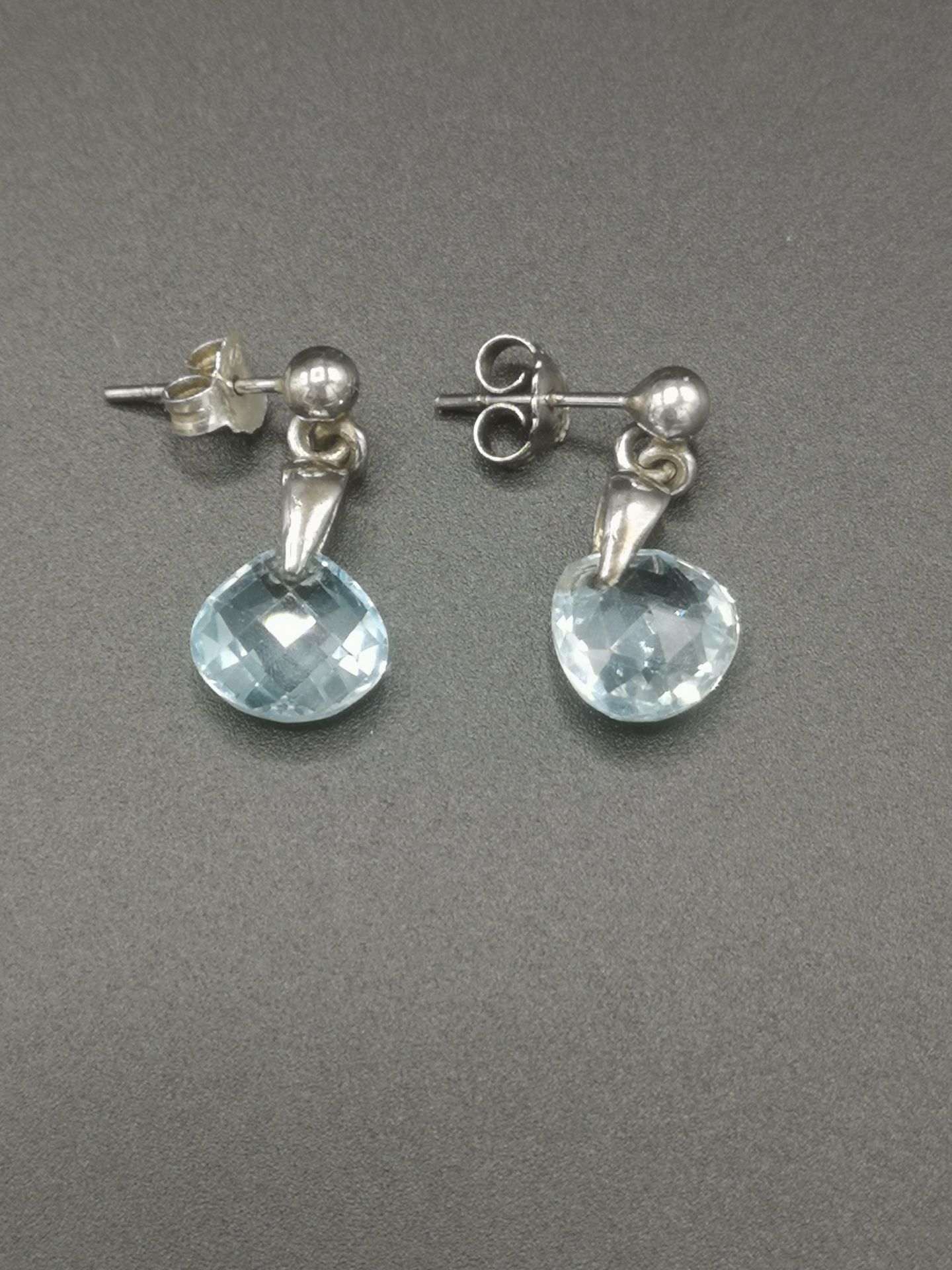Pair of silver and topaz earrings - Image 2 of 4