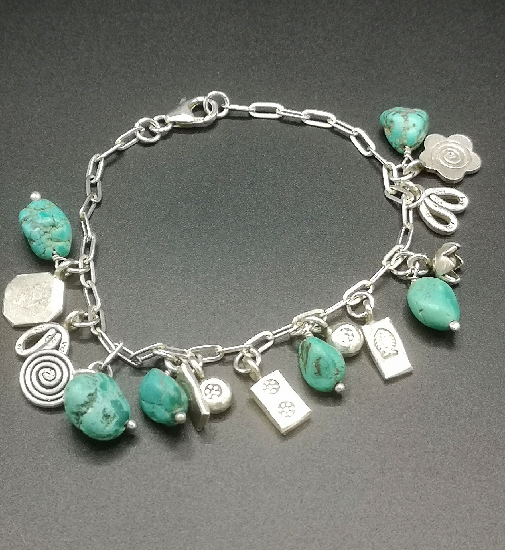 Silver and turquoise charm bracelet - Image 4 of 4