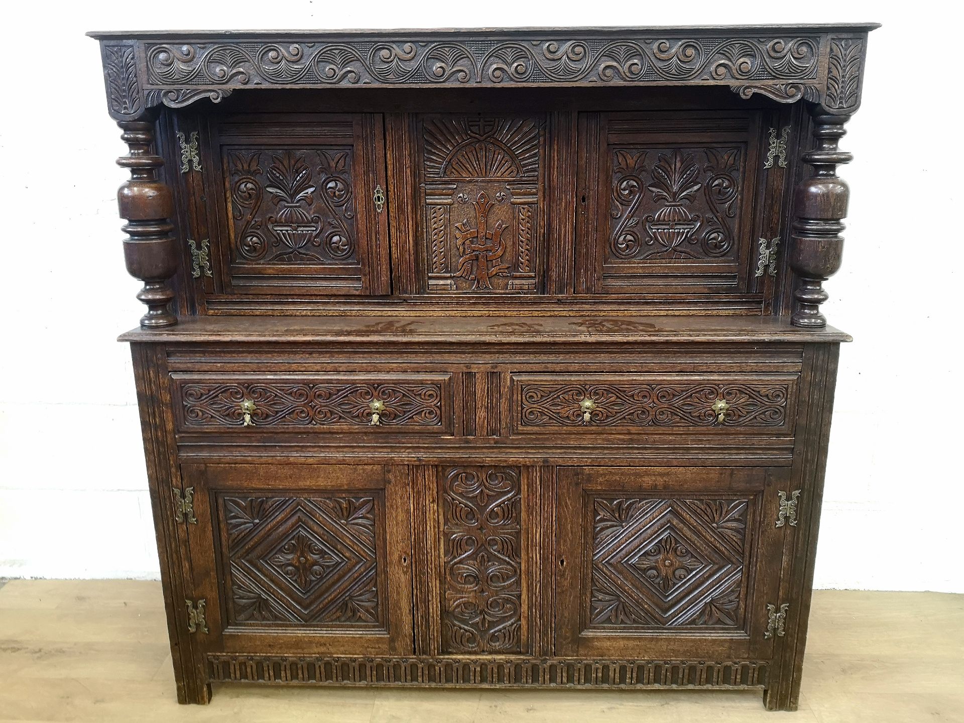 Oak court cupboard