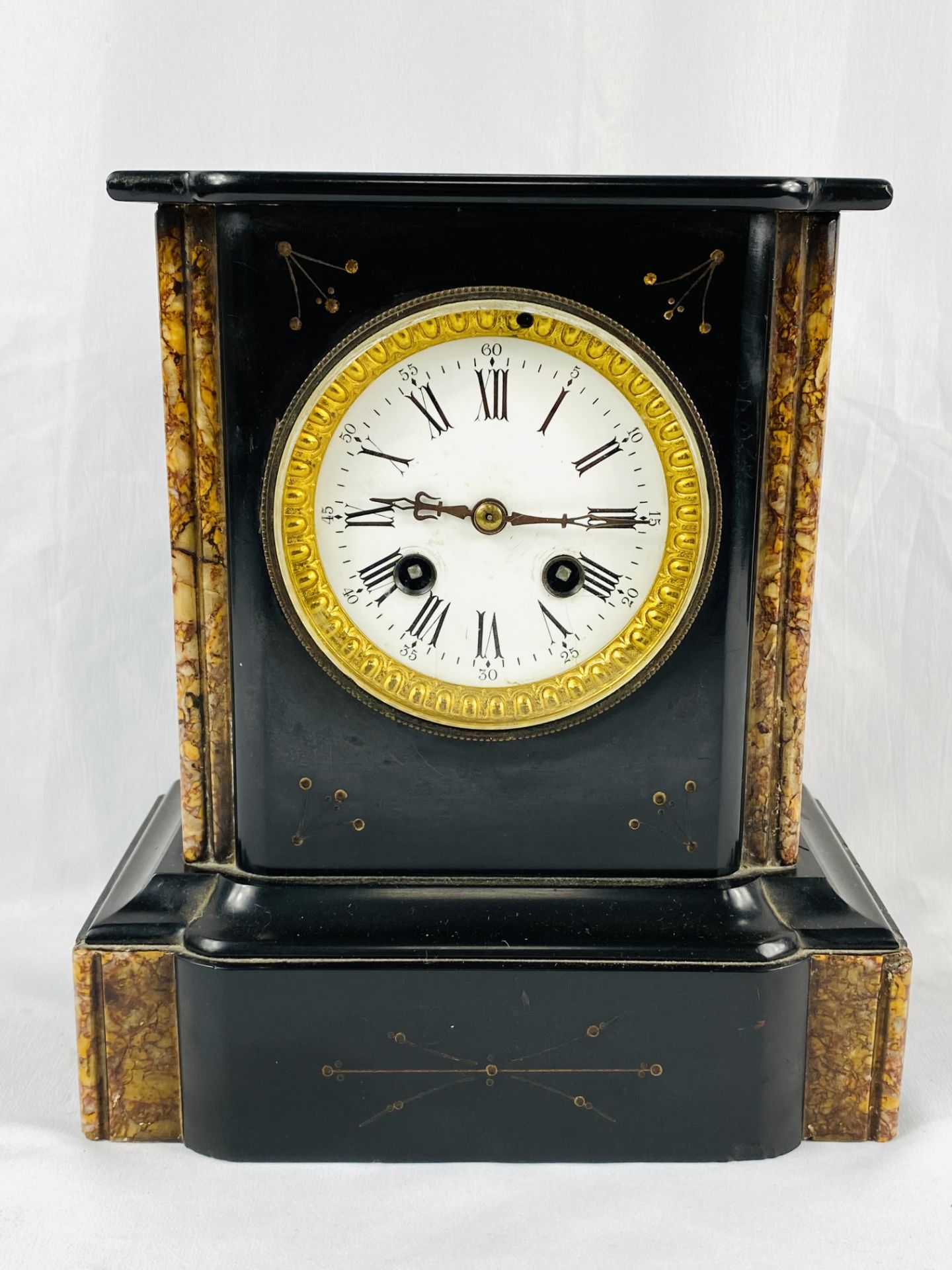 Slate and marble mantel clock