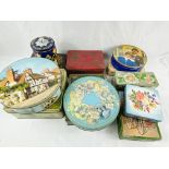 Twelve Huntley & Palmers biscuit tins.