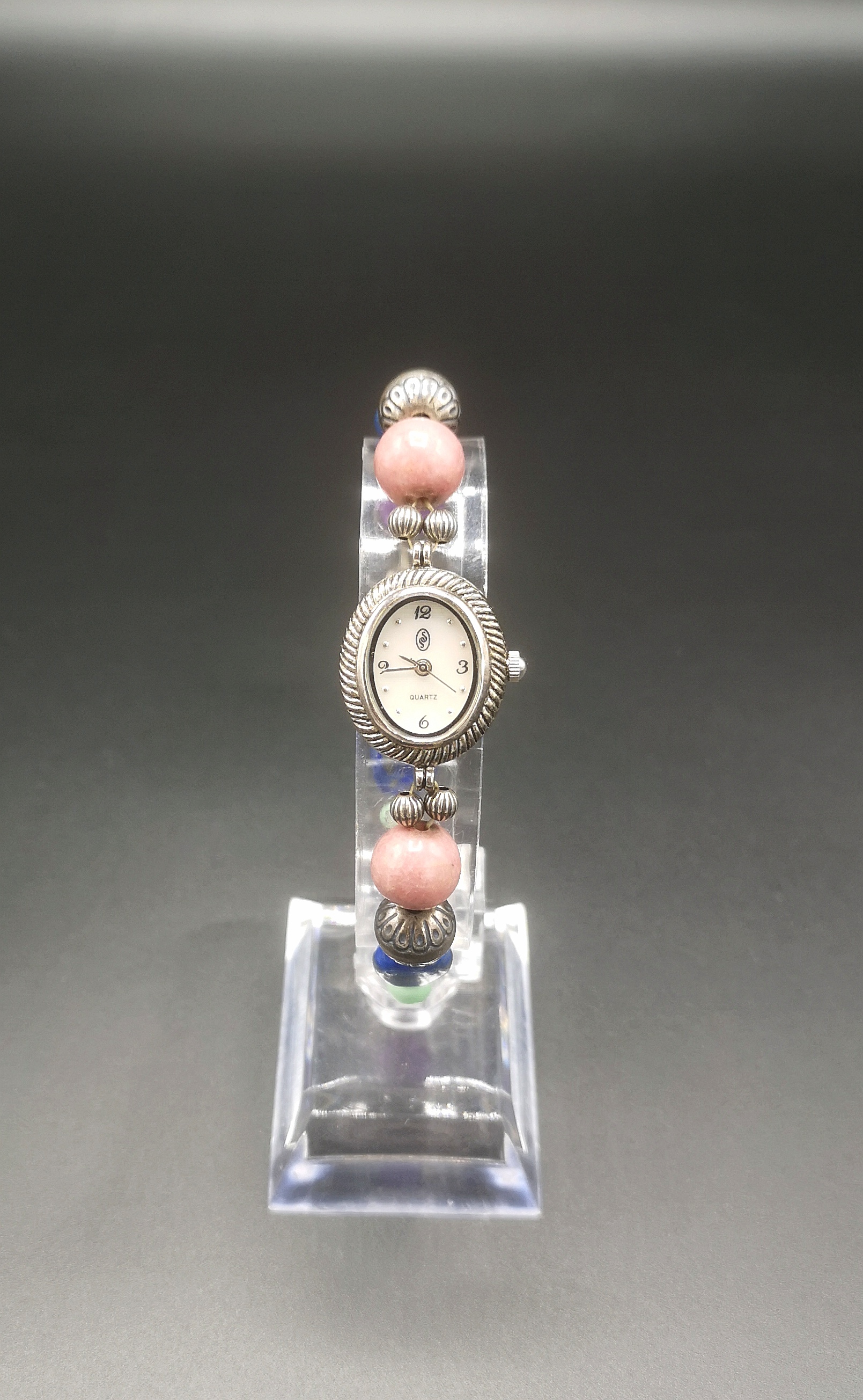 Watch bracelet set with silver and semi precious stone beads - Image 2 of 6