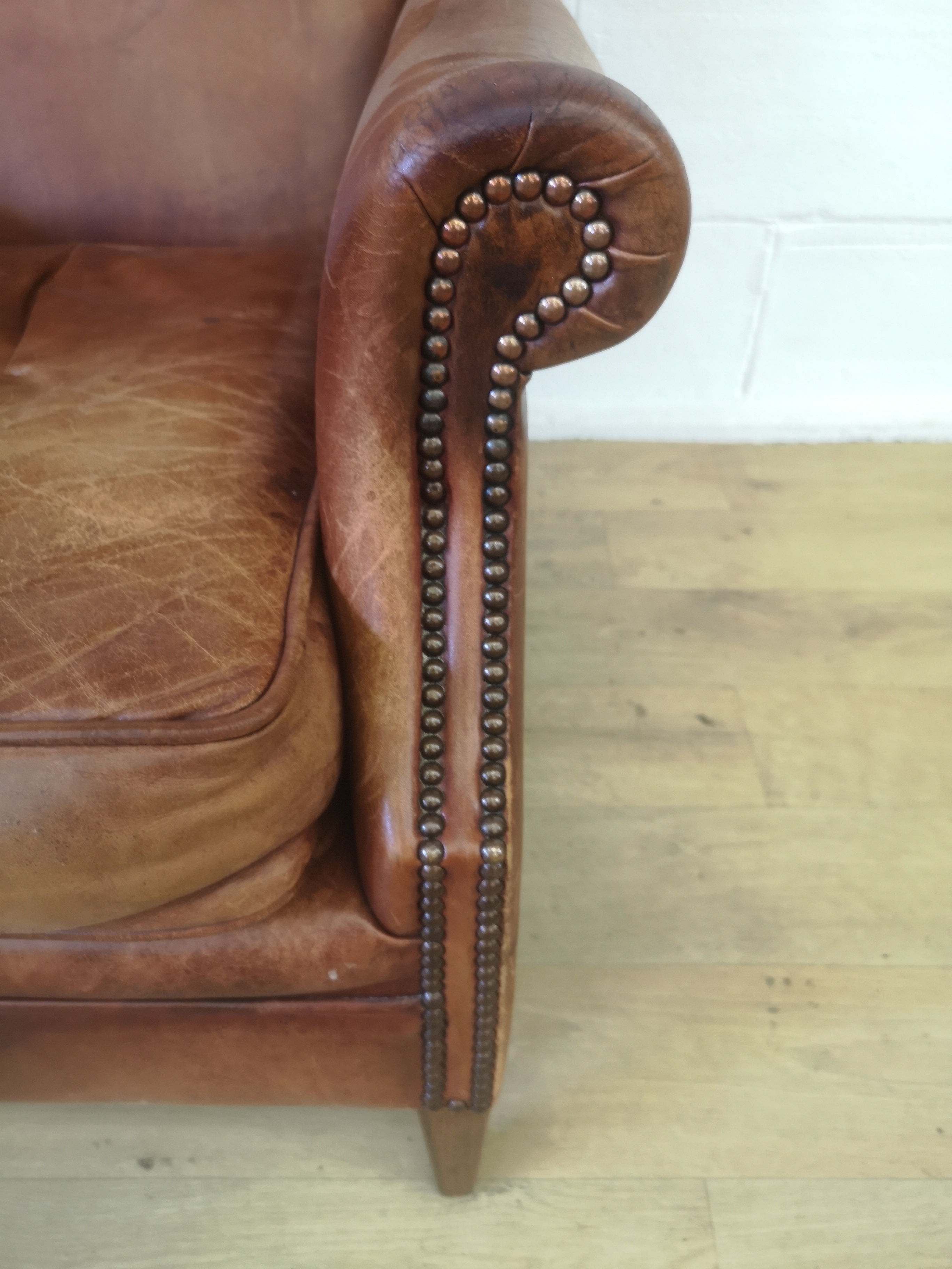 Leather style wingback armchair - Image 6 of 6