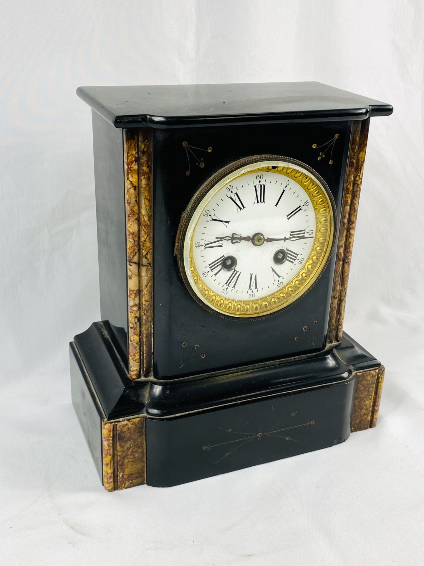 Slate and marble mantel clock - Image 3 of 4