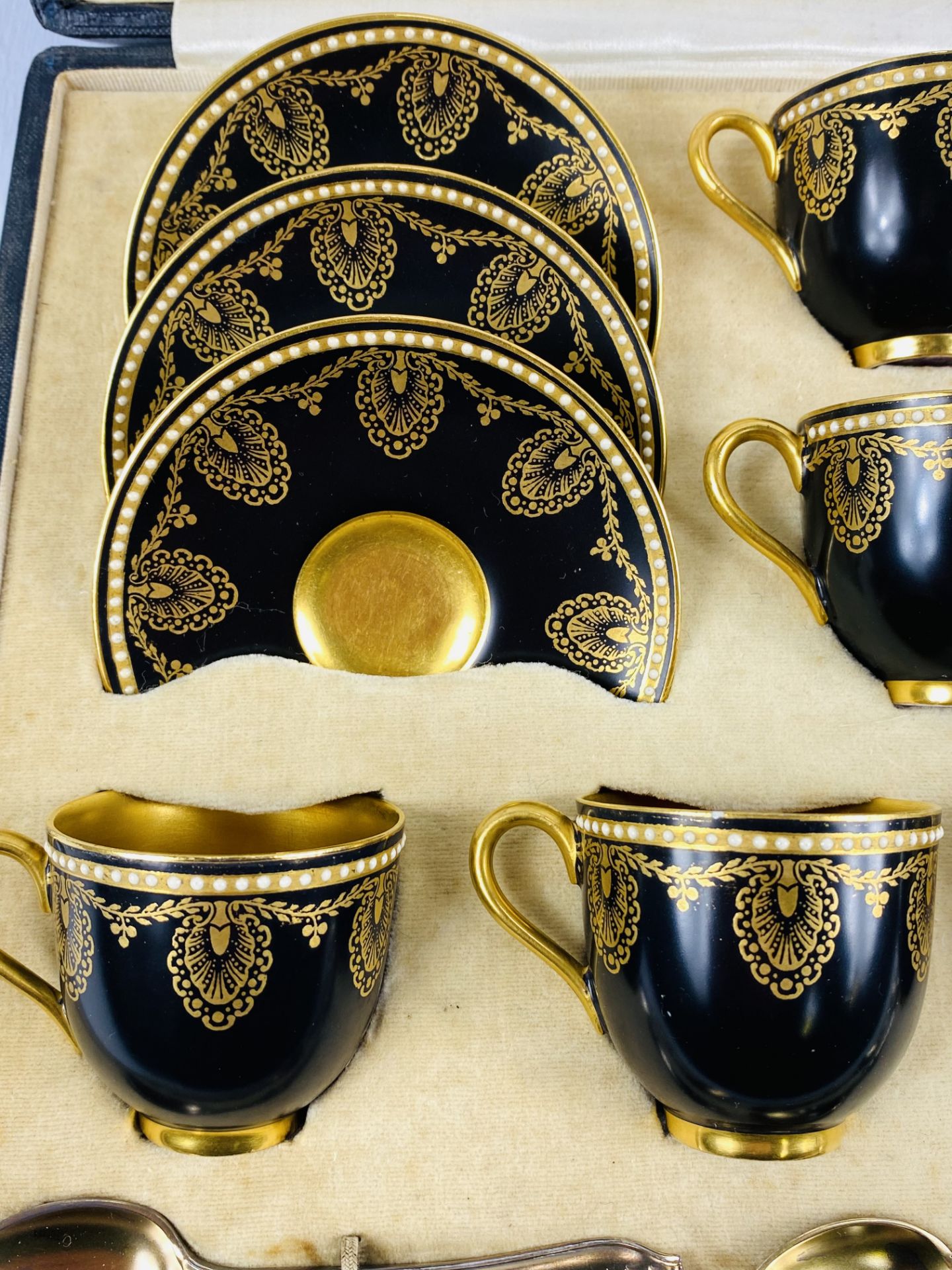 Boxed Royal Worcester coffee set with silver teaspoons, 1919 - Image 2 of 8