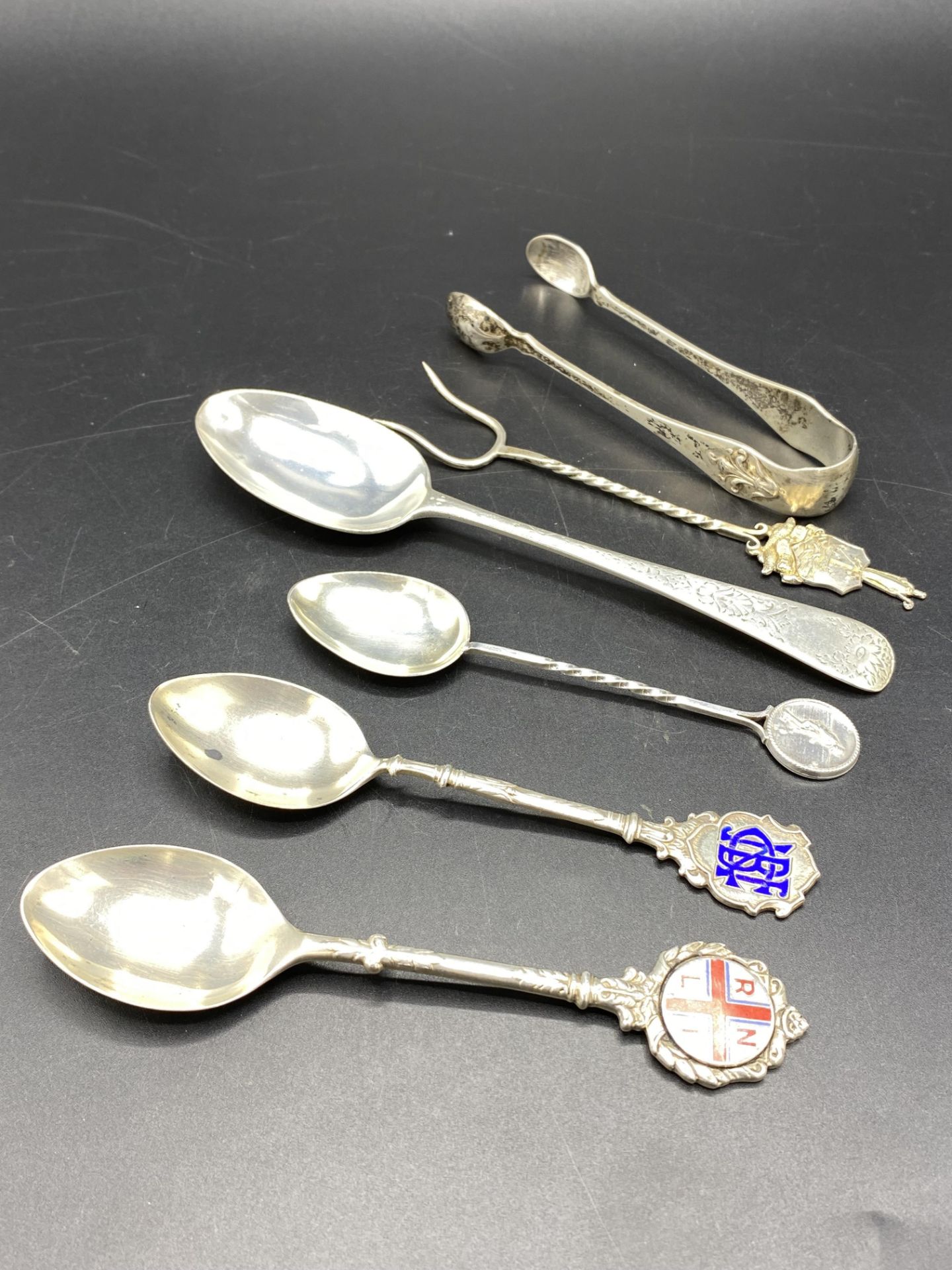 Three silver commemorative tea spoons and other items of silver - Image 3 of 4